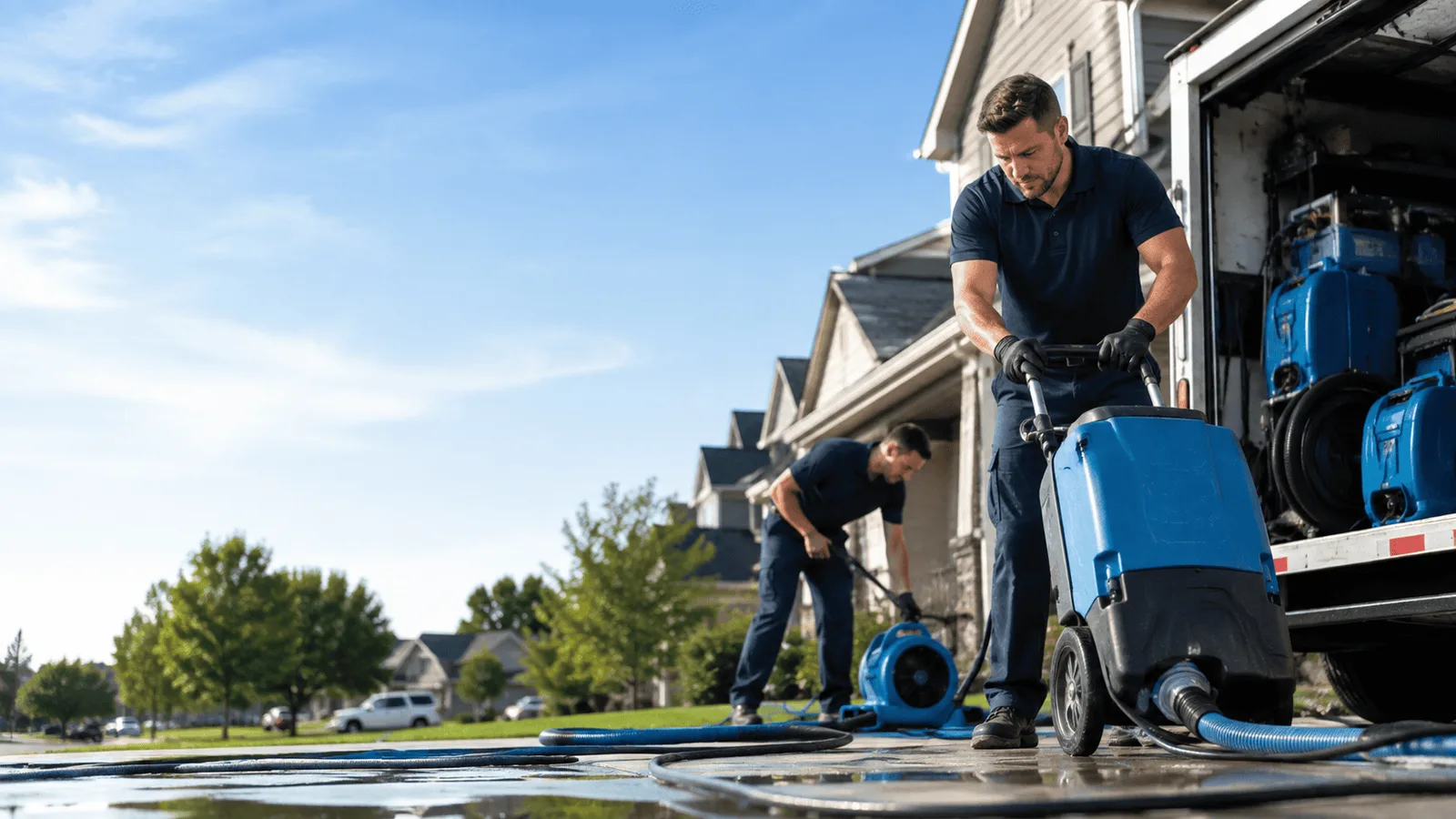 Burst Pipe Damage Cleanup being performed in Portsmouth, NH
